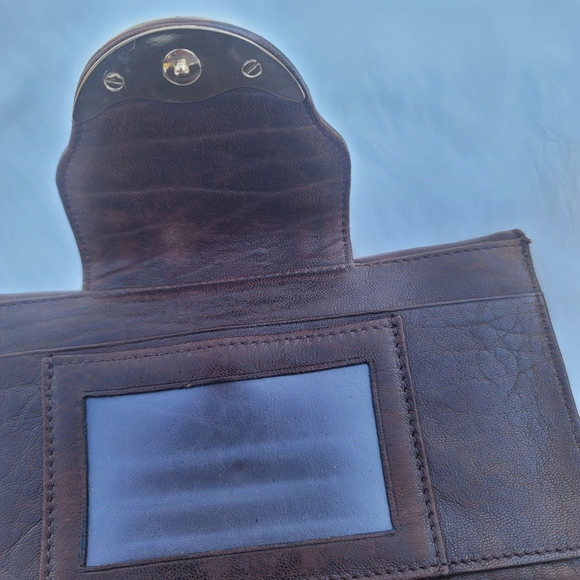 Fendi Brown Leather Wallet Clutch gold logo brass with box Continental - Picture 13 of 15